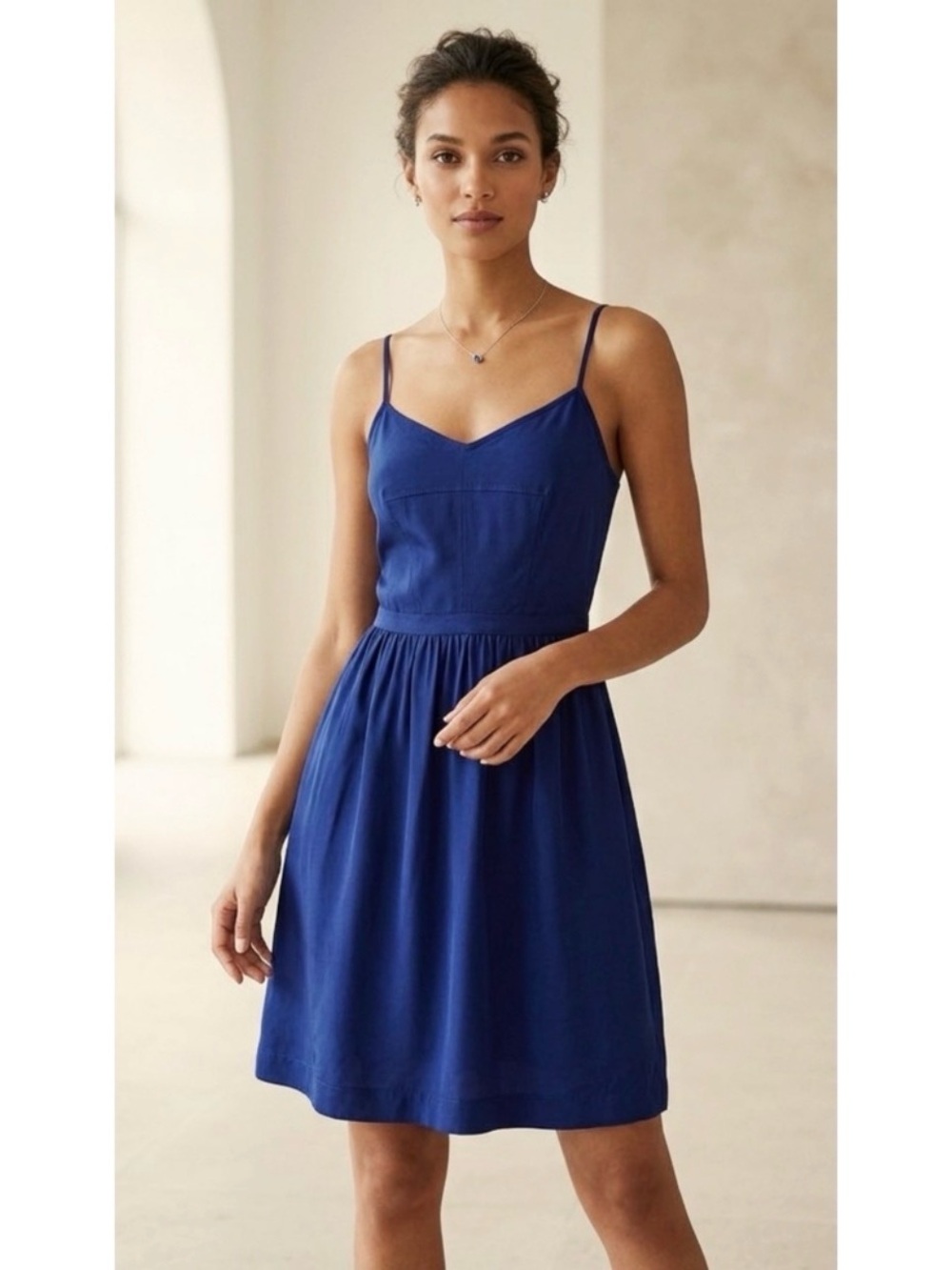 J.Crew Factory Royal‎ Blue Spaghetti Strap Sundress Fit & Flare